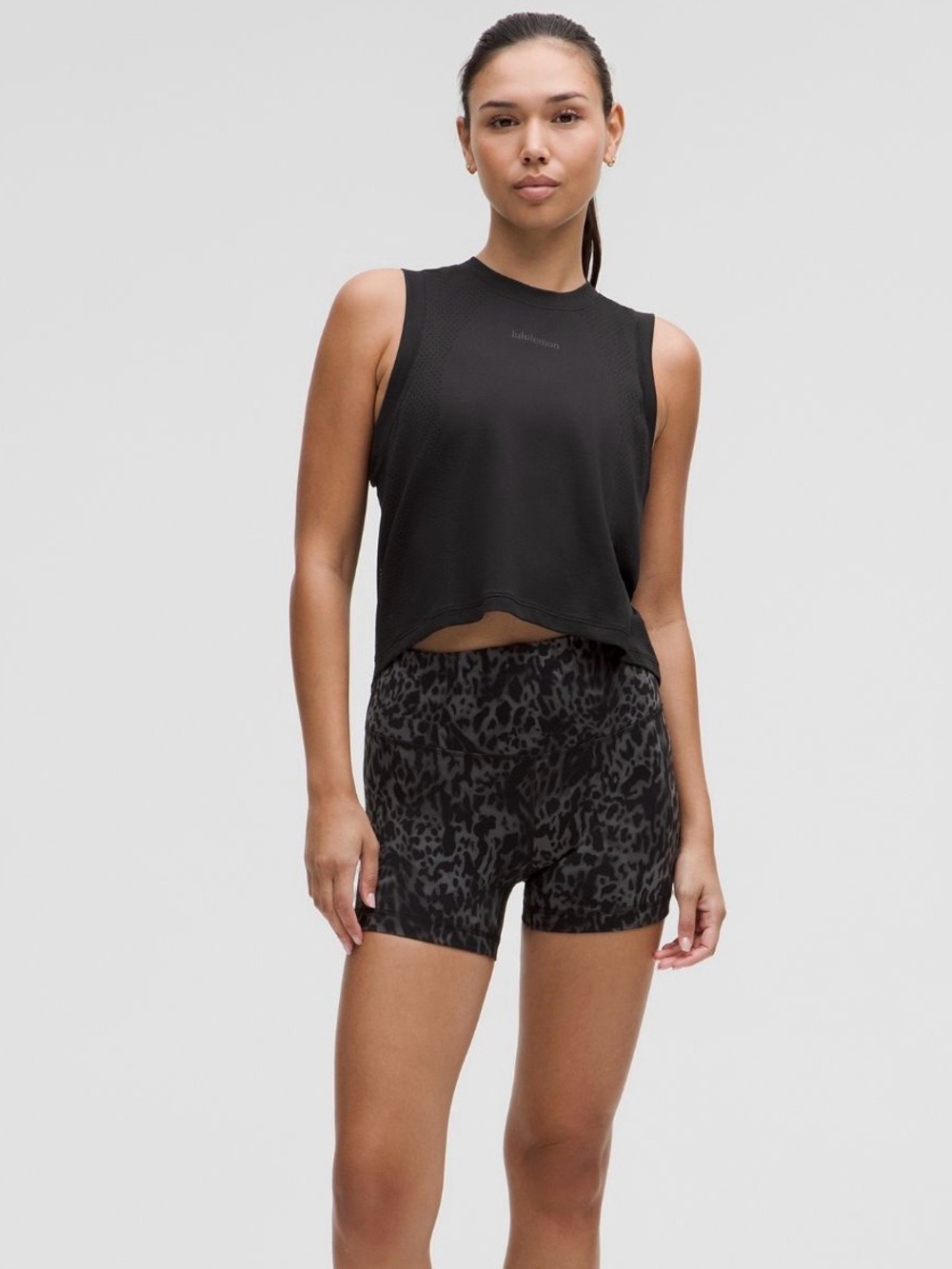 Swiftly High-low Cropped Tank Top, black